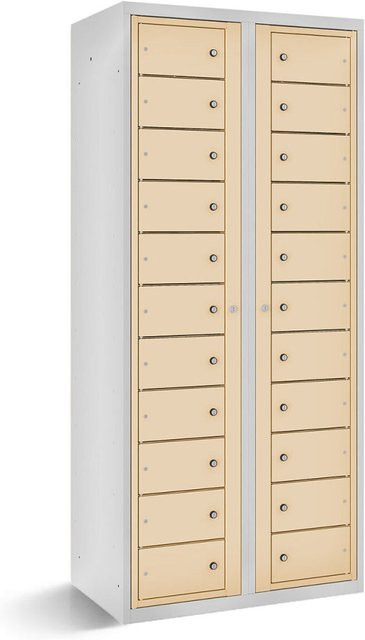 rotstahl Fächerschrank mit 22 Fächern und Zentraltüren in Beige, B/T/H: 80 x 50 x 180 cm - Bild 1