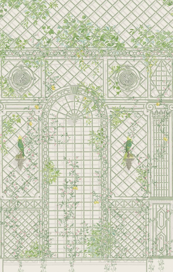 Manuel Canovas Mural L'Orangerie Wandtattoo in Mastic mit geometrischem Design in Beige, Grün und Multicolour - Bild 1