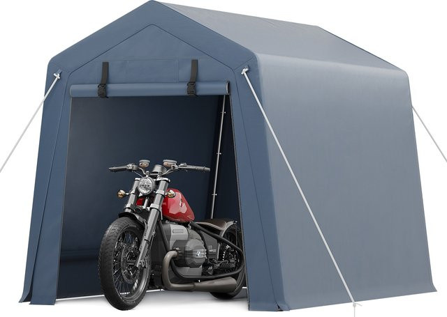 HiMISS Outdoor-Lagerplane als Carport-Unterstand mit Reißverschlusstür, wasserdichtes Garagenzelt in Schwarz, B/T/H: 213 x 183 x 183 cm - Bild 1