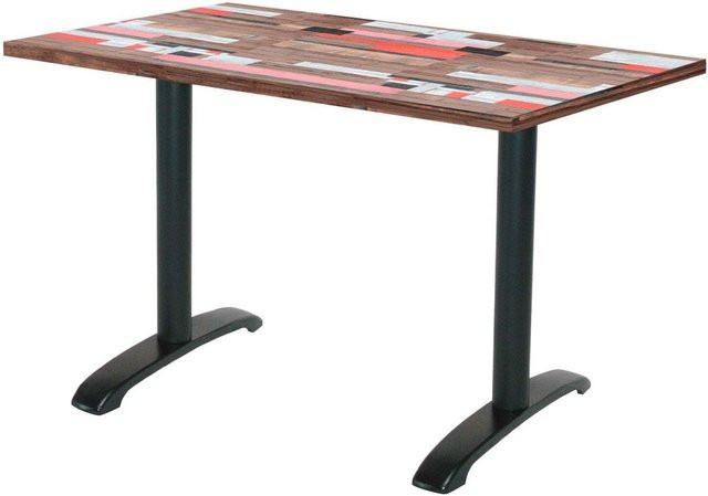 RestooTab Tisch Bazila rechteckig in Stein- und Holzoptik mit mehrfarbiger Platte und schwarzem Gestell, B/T/H: 160 x 80 x 74 cm - Bild 1