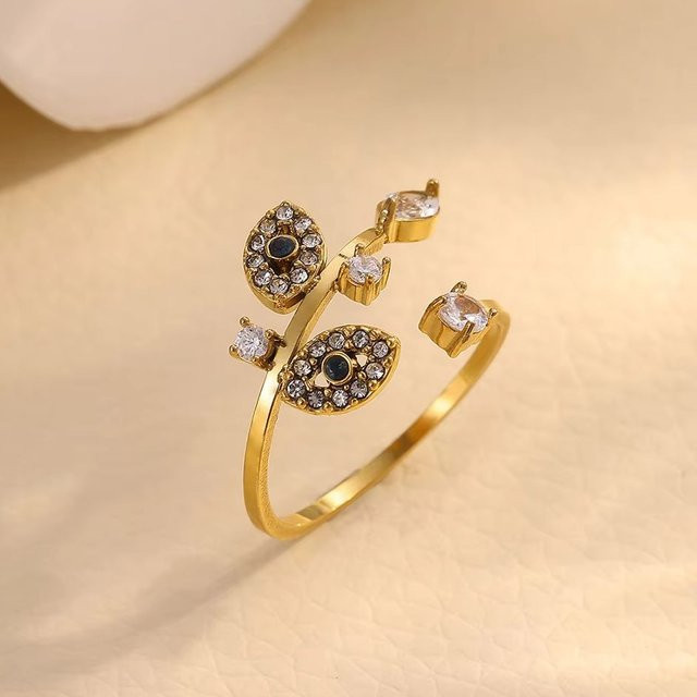 ETCAVCE Ring, Edelstahl, Gold, Zirkonia, Damen - Bild 1