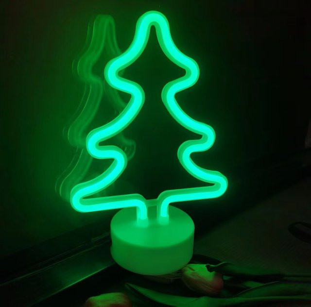Grünes LED-Neonlicht in Weihnachtsbaum-Form als moderne Desktop-Dekoration für dein Wohnzimmer oder deine Party, USB-betrieben - Bild 1