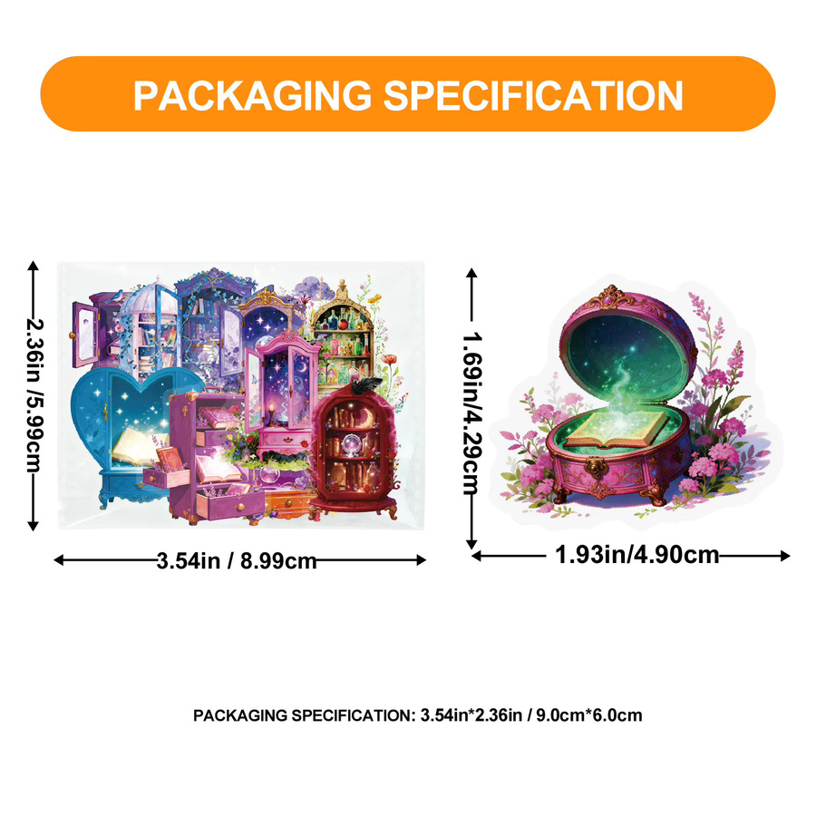 Dream Magic House Aufkleber Set, 56 Stück kreative lila magische Hausmotive, wasserdichte und transparente PET-Aufkleber, Multicolour - Bild 5