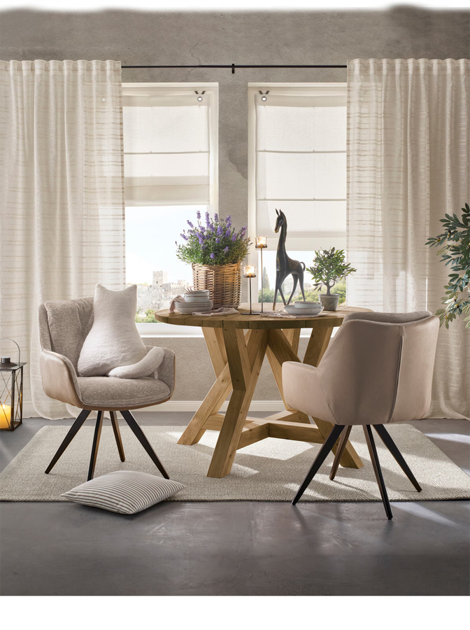 Drehstuhl von Heine Home in Beige mit Polsterung aus Kunstleder und Samt sowie 360 Grad Drehsitz - Bild 2