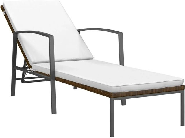 Furnicato Sonnenliege aus Poly Rattan mit Auflage in Braun, B/T/H: 195 x 60 x 53-95 cm - Bild 1
