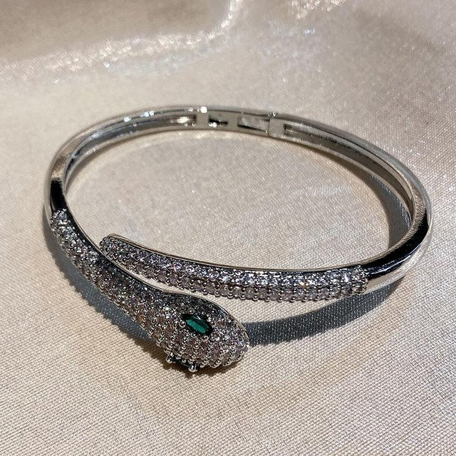 Schlangenarmband Vintage, Silber, Zirkonia, Damen - Bild 1