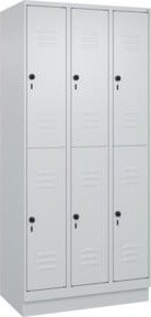 C+P Doppelstock-Spind Classic PLUS mit Sockel, 3 Abteile, Farbe RAL 7035 Lichtgrau, B/T/H: 90 x 50 x 195 cm - Bild 1