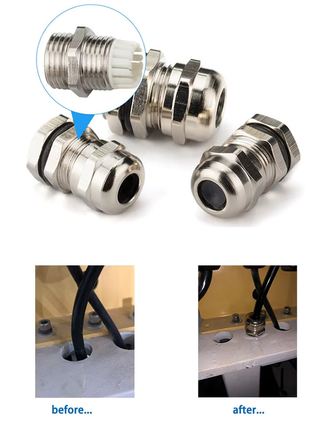 Wasserdichte Kabelverschraubung aus vernickeltem Messing mit PG-Gewinde, Farbe: Silber - Bild 2