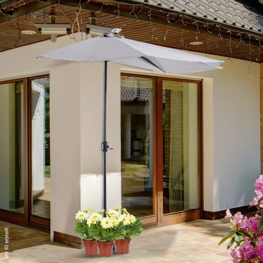 Outsunny Sonnenschirm aus Aluminium und Polyester in Grau und Schwarz, B/H/T: 150 x 249 x 293 cm - Bild 3