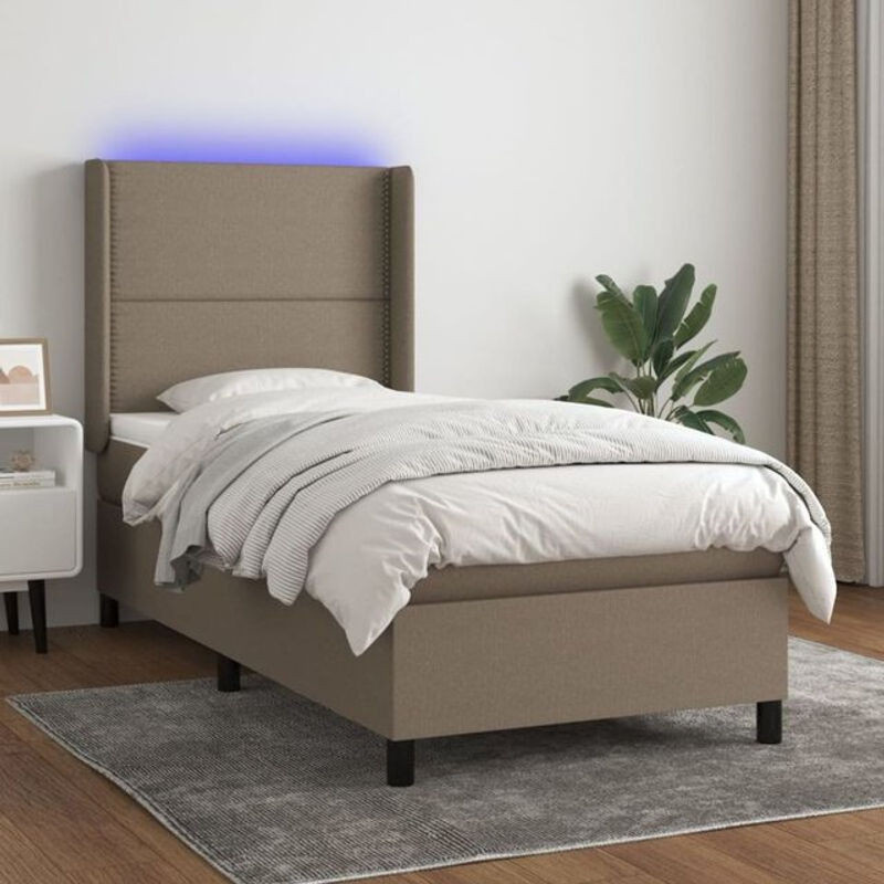 vidaxl Boxspringbett mit Matratze in Taupe aus Stoff, B/T: 100 x 200 cm - Bild 1
