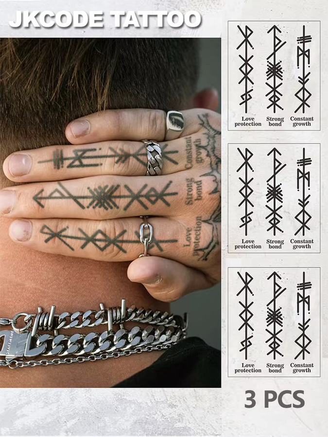 JKCODE TATTOO Kräuter-Tattoo, Wikinger-Stil, 3-teilig - Bild 4