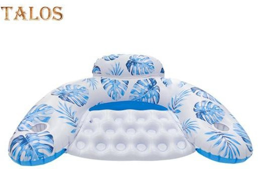 Aufblasbarer Pool-Schwimmsessel für Erwachsene von ZTTO in Blau mit Getränkehalter aus PVC - Bild 1