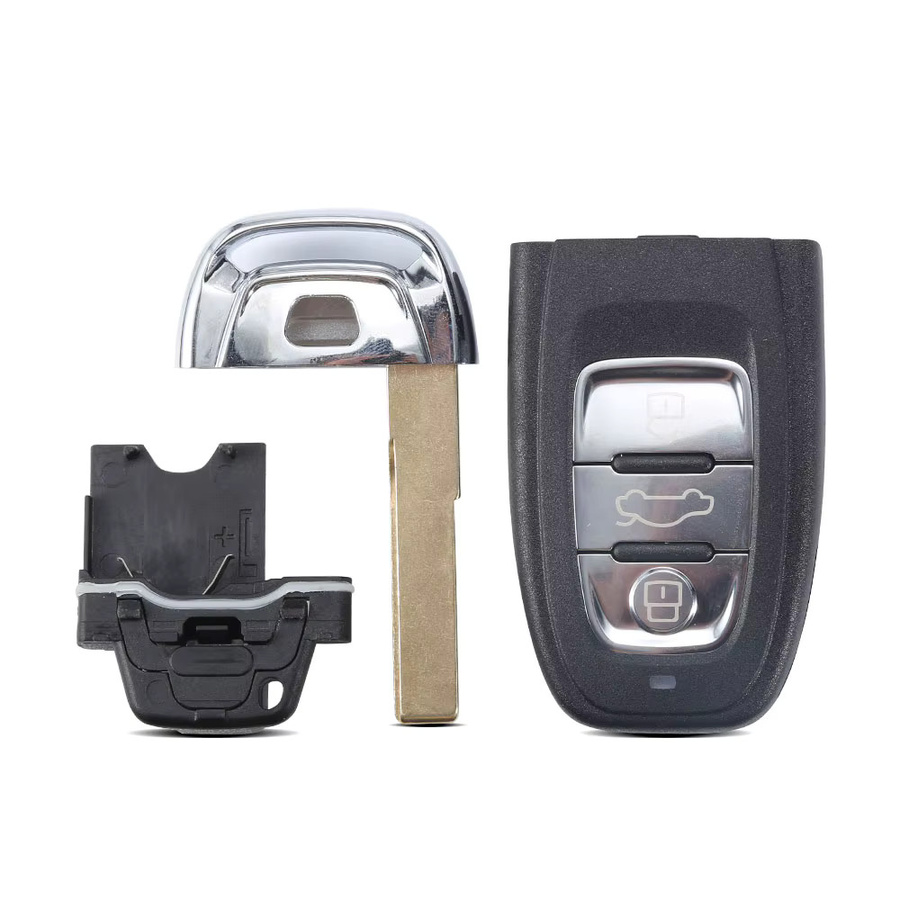 Whatskey Smart Key Shell Abdeckung für Audi A4L A4 A3 A5 A6 A8 Q5 Q7 RS4 RS5, Ersatz Fernbedienung Schlüssel Etui mit 3 Tasten und ungeschnittener Klinge, Schwarz - Bild 2
