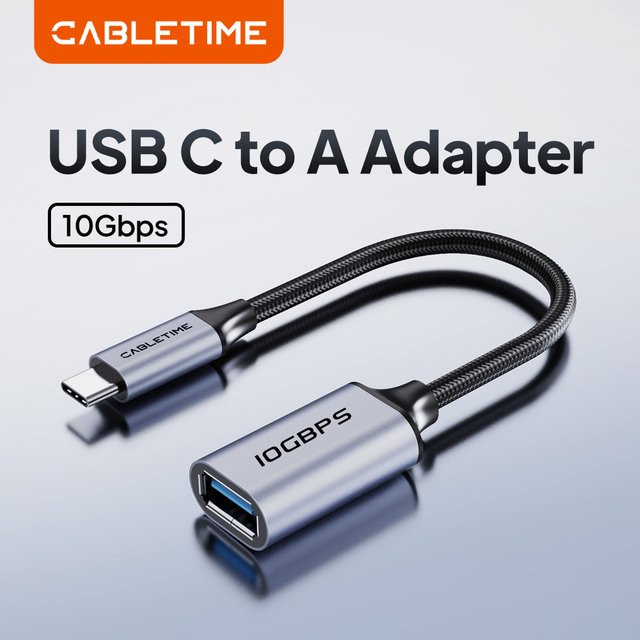 CABLETIME USB-C 3.2 auf USB-A Adapter mit 10Gbps OTG Funktion für MacBook Pro, Smartphone und PC - Bild 1
