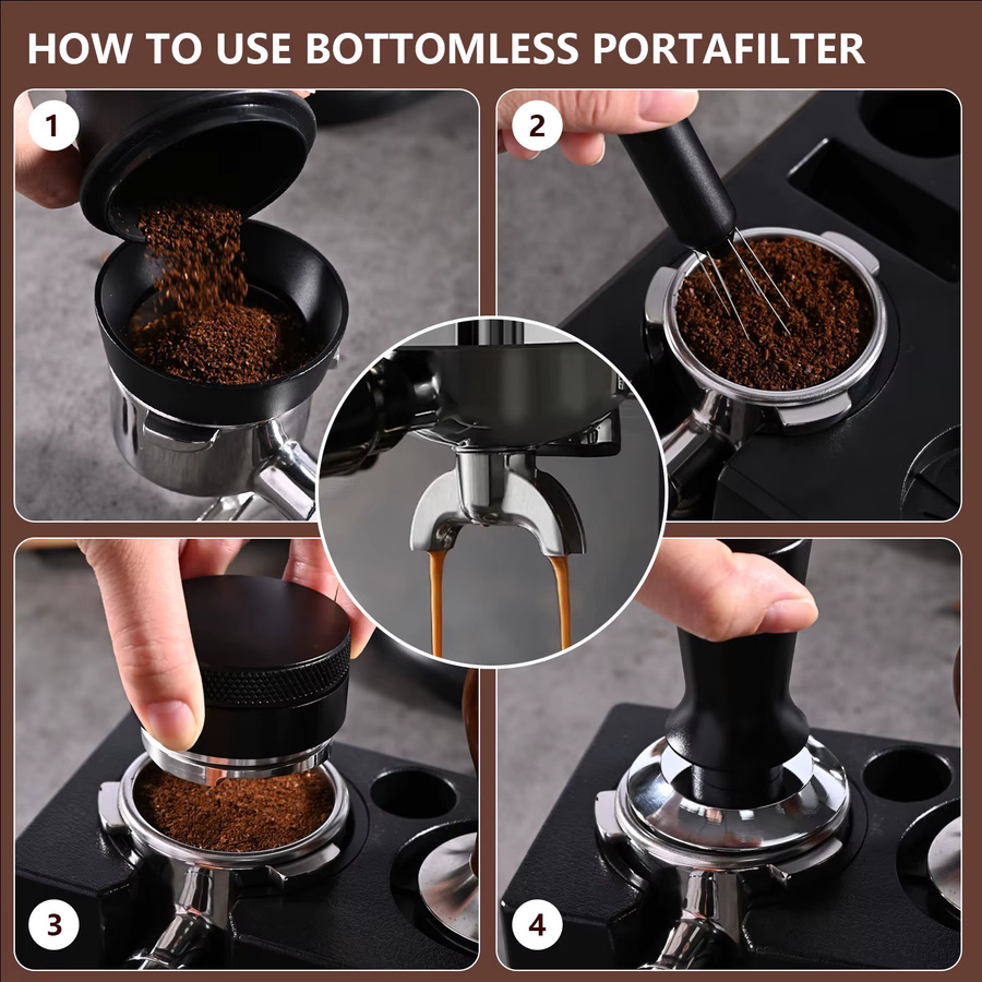Kacacao Kaffeefilterhalter mit Doppelauslauf für Breville 870 875 878 880 und Solis 1170 1019, Barista-Werkzeug in Silber - Bild 4