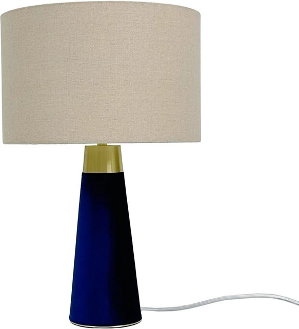 Relaxdays Tischlampe aus Eisen und Leinen in Gold und Beige mit Kippschalter, Höhe: 47 cm, Breite: 40 cm, Tiefe: 40 cm - Bild 1