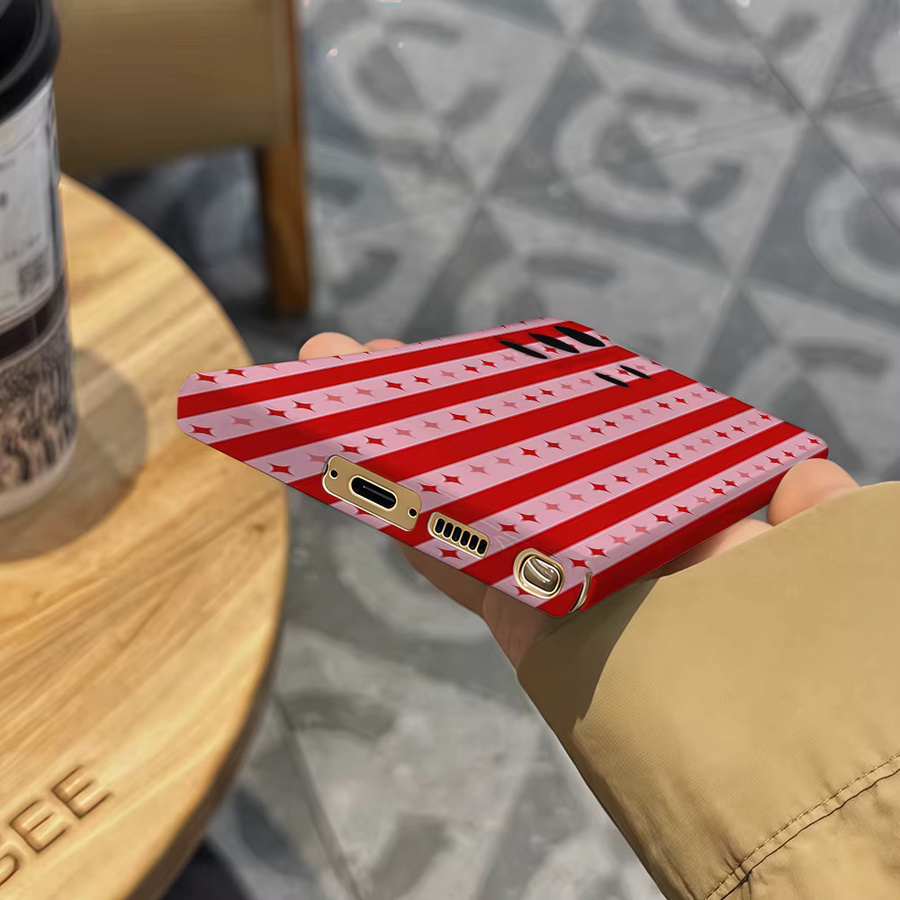 Stoßfeste Retro Handyhülle mit Sternen und Streifen in Rot und Rosa für Samsung Galaxy S25 Ultra, S24 und S23 Ultra Plus, robuste Doppelschicht Rückabdeckung - Bild 5