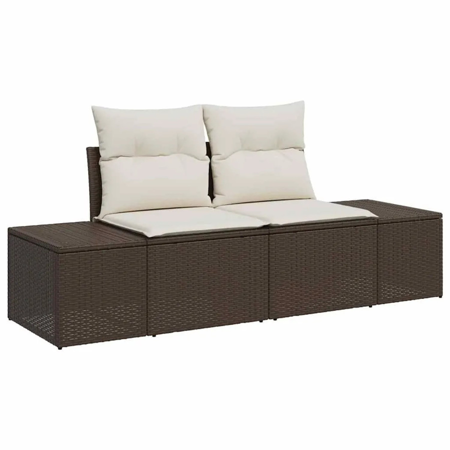 vidaXL Gartensofa aus Poly-Rattan mit Kissen in Braun, B/T/H: 184 x 62 x 69 cm - Bild 2