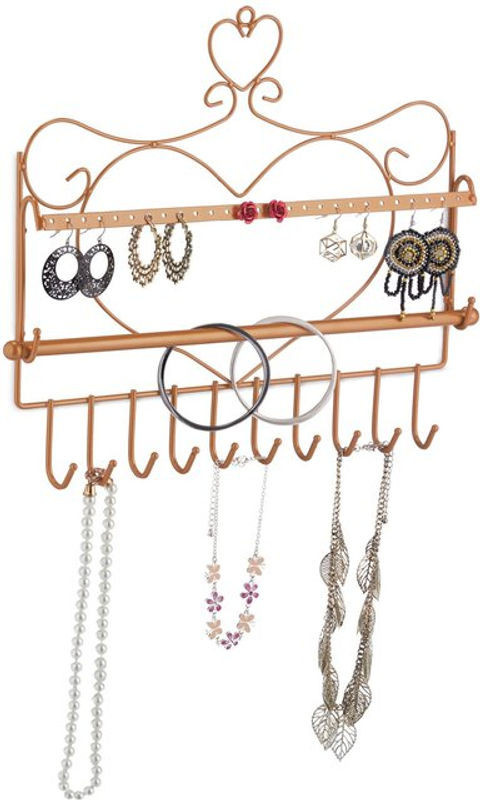 Relaxdays Wand Schmuckhalter in Herzform aus Metall, Gold, H x B x T: 30 x 36,5 x 3,5 cm - Bild 1