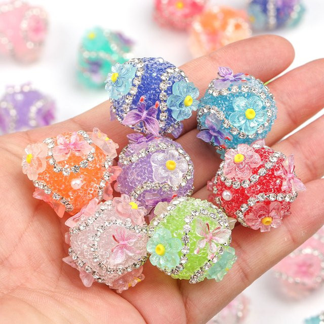 NASSBORO Charms Schmetterling, Blume, Acrylperlen, Glitzernde Strass-Granulat-Zucker-Effekt - Bild 1