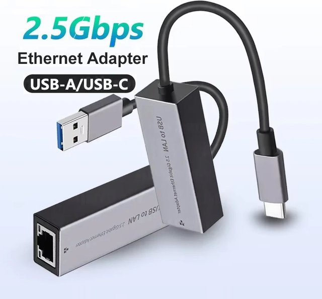 Kebidu USB-C Ethernet Adapter mit 2,5 Gbit/s LAN Anschluss, RJ45 Netzwerkkarte für Laptop, MacBook und iPad, kompatibel mit Thunderbolt 3 - Bild 1