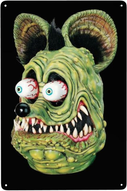 RAT FINK Hot Rods Metall-Blechschild im rustikalen Look, weiß und mehrfarbig, B/H: 20 x 20 cm - Bild 1