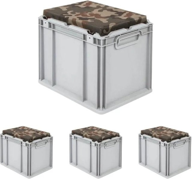 PROREGAL SparSet 4 x Eurobox NextGen Seat Box Camouflage, Farbe: Grau, H x B x T: 36,5 x 30 x 40 cm, 30 Liter, geschlossene Eurobehälter aus Kunststoff - Bild 1