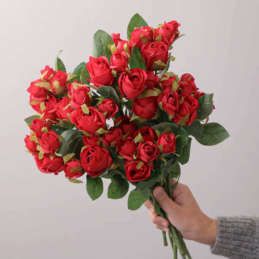 XIYA FLOWER Künstliche Rosenblüten aus Textil in Rot und Pink für Hochzeiten und Heimdekoration - Bild 2