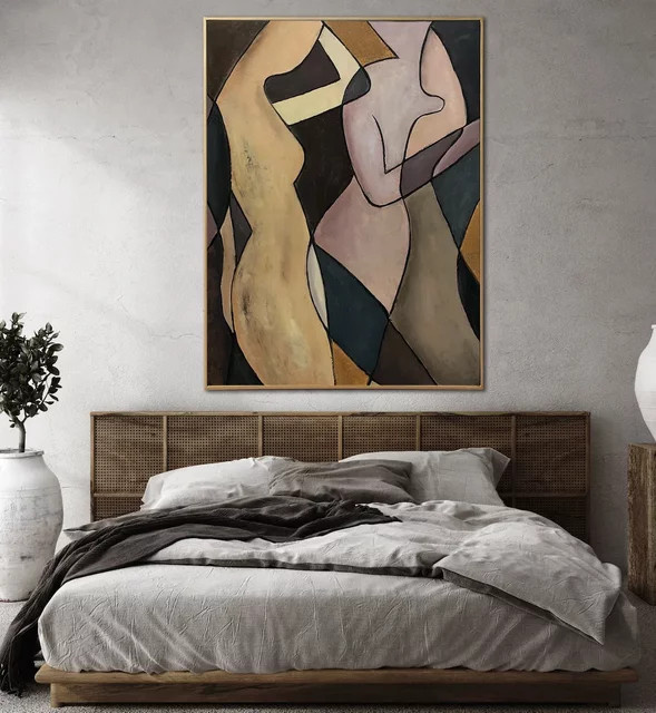Abstraktes expressionistisches Leinwandgemälde von Potdemiel in Mehrfarbig, modernes handgemaltes Wandkunstwerk für dein Zuhause - Bild 1