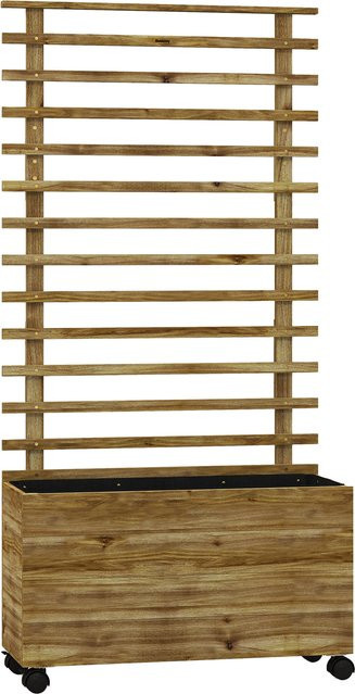 Outsunny Hochbeet Pflanzkasten mit Rankgitter und Rollen aus Holz in Braun oder Weiß, H x B x T: 155 x 76 x 30 cm - Bild 1