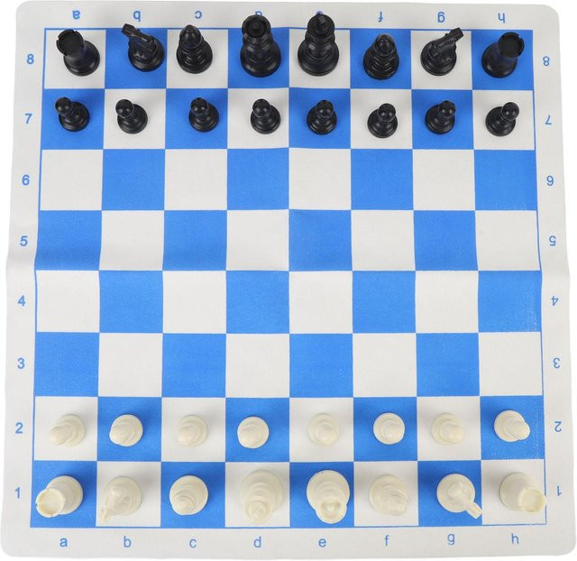 Fishine Schachspiel Blau mit Plastikfiguren und PU-Leder - Bild 1