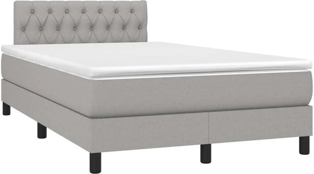 vidaXL Boxspringbett mit Matratze in Hellgrau, Hybridbett mit LED-Unterbettbeleuchtung und USB-Ladeport, B/T: 120 x 200 cm - Bild 1