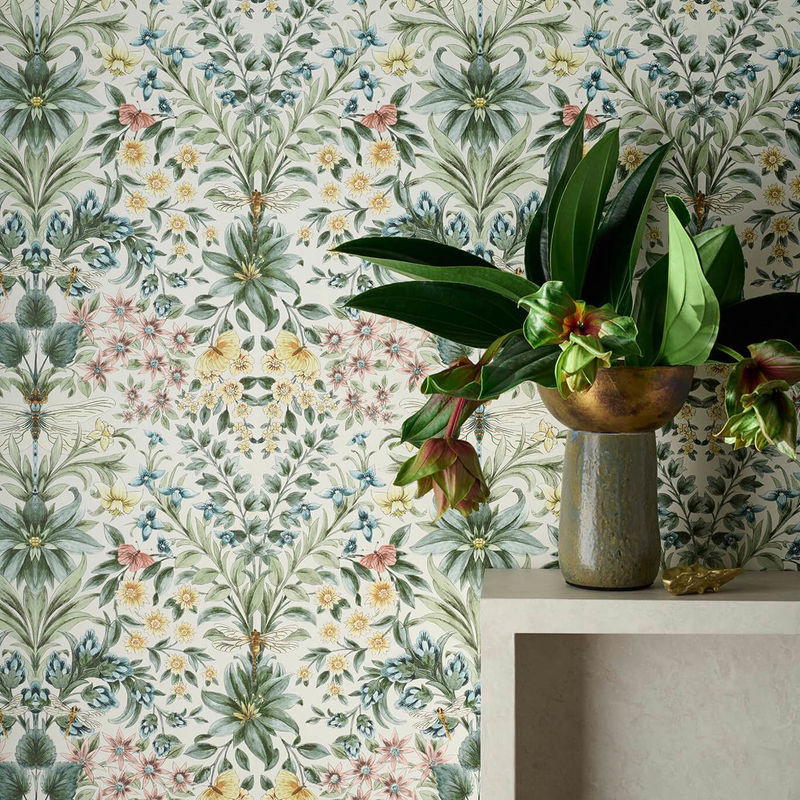 Clarke & Clarke Wallpaper Mirabell Summer Motivierte Vlies Tapete mit floralem Vintage Design und botanischen Tiermotiven in Multicolour - Bild 2