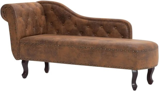 vidaXL Chaiselongue Modell 2 in Braun mit Wildleder-Optik und Holzrahmen - Bild 1