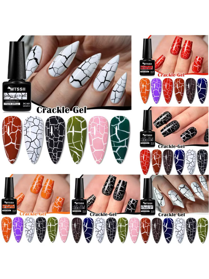 Mtssii Crackle Gel Nagellack Set, 6-teilig, glänzend, abziehbar - Bild 7