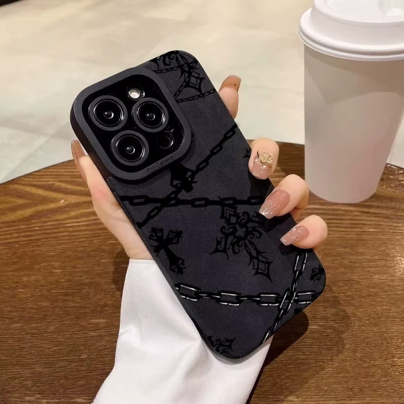 Handyhülle aus Kunstleder mit Kreuz-Kette für Apple iPhone 11 bis iPhone 17 Pro Max und SE 2022 mit Anti-Drop-Schutz - Bild 2