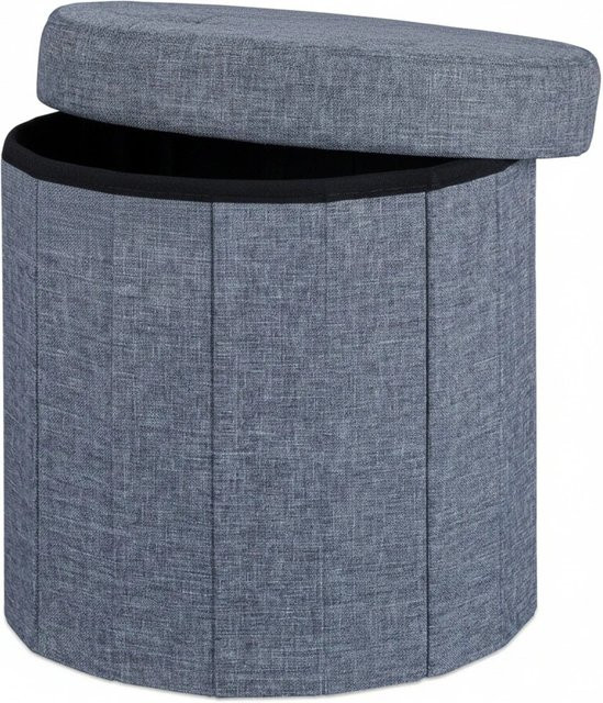 Relaxdays Sitzhocker mit Stauraum aus Leinen in Grau, faltbar, B/T/H: 38 x 38 x 38 cm - Bild 1
