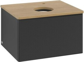 V&B Waschtischunterschrank Antao mit Frontstruktur in Eiche Honig und Blau lackiert, B/T/H: 60 x 50 x 36 cm - Bild 1
