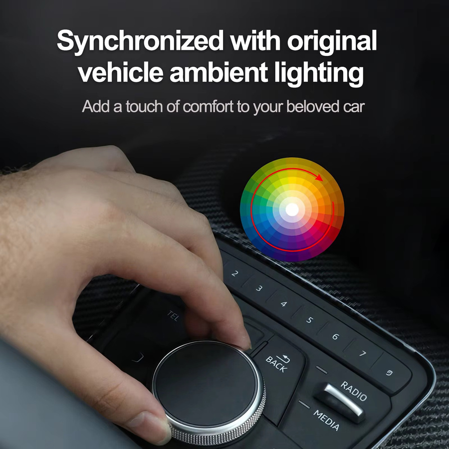 EzoneTronics Einziehbares Umgebungs-Hochtönerlicht in Schwarz für Audi A4 A5 A6 A7 A8 Q5 Q7 Q8 mit OEM-Bildschirmsteuerung und Plug-and-Play ohne Codierung - Bild 2