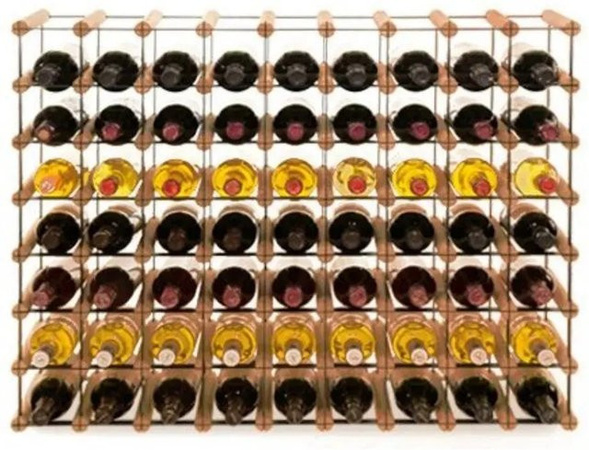 PROREGAL Modulares Weinregal Vinotega Mod Metal aus massivem Kiefernholz, Braun geölt, H x B x T: 72,5 x 92,5 x 24,5 cm