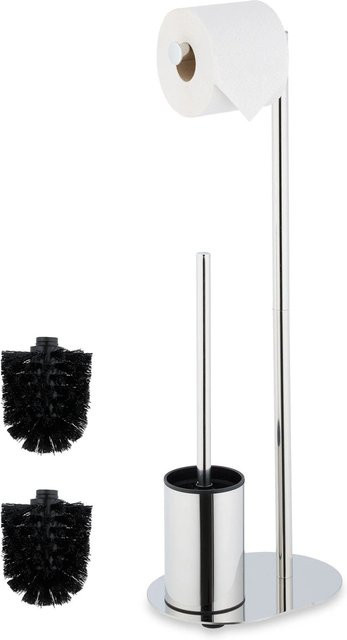 Relaxdays WC Garnitur aus Metall in Silber, freistehend, B/T/H: 63 x 23 x 17 cm - Bild 1
