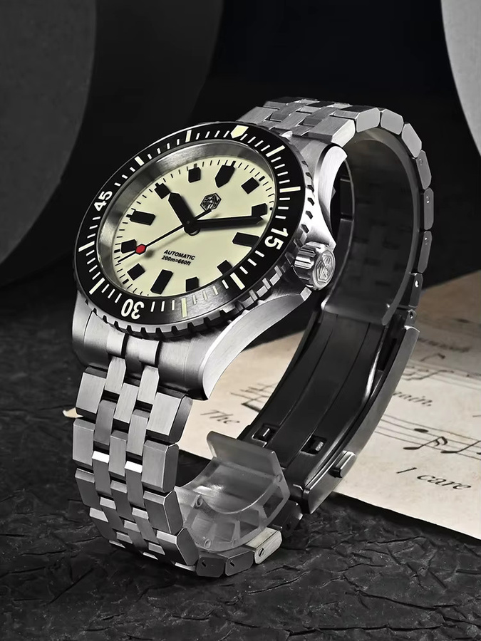 San Martin Herren-Taucheruhr, Automatik, Edelstahl, Schwarz - Bild 3