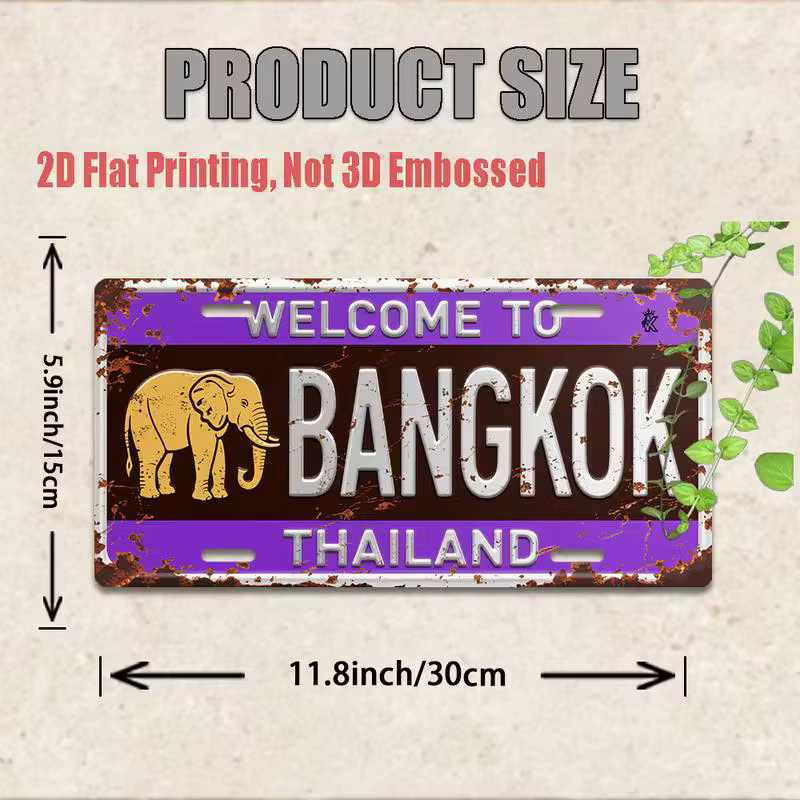 Vintage Thai Nummernschild Bangkok Thailand von CIFBUY in Lila und Gold, B: 30 cm, H: 30 cm - Bild 2