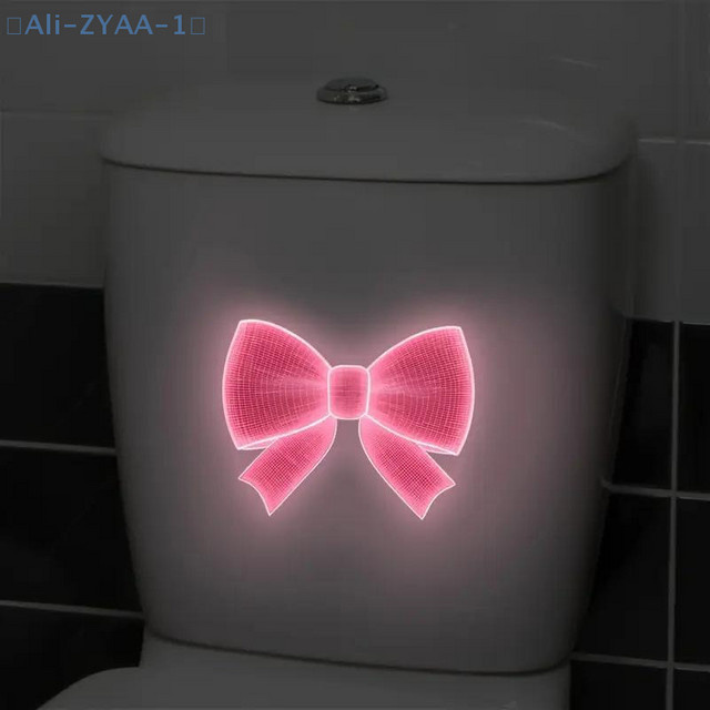 ZYAA-1 Leuchtende Toiletten-Dekorationsaufkleber mit rosa Schleife aus PVC - Bild 1
