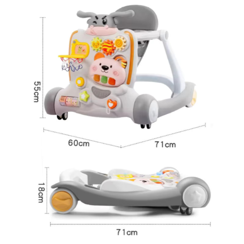 Multifunktionaler Baby-Lauflernwagen als Gehhilfe zur Vorbeugung von O-Beinen, klappbar und rutschfest, Mehrfarbig - Bild 2
