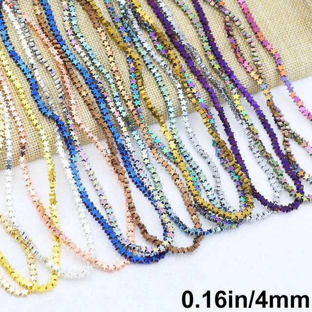 JHNBY Spacer Perlen Hämatit, Bunt, Stern Form, 4 mm, Unisex - Bild 1