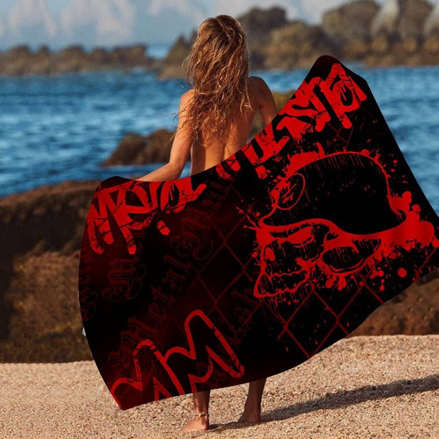 M-Metal M-Mulisha Mikrofaserdecke als saugfähiges Strandtuch in Schwarz, schnelltrocknend und flauschig - Bild 1