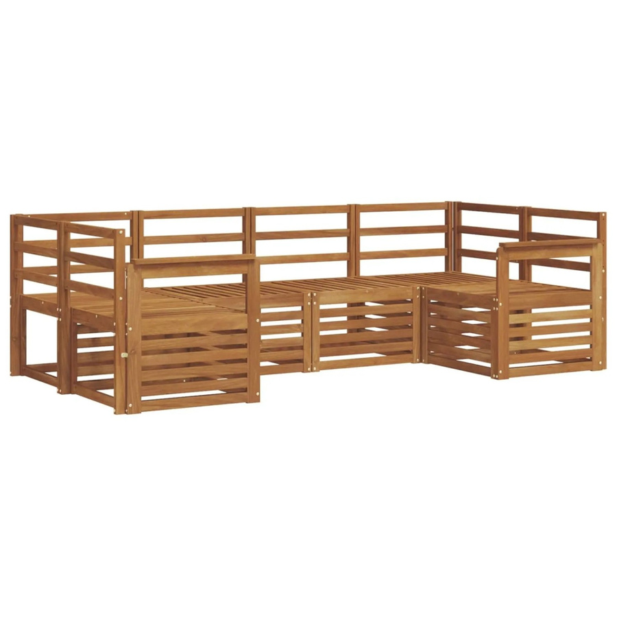 vidaXL Sofagarnitur aus Massivholz Akazie in L-Form, 6-teiliges Gartenmöbel-Set in Beige und Braun für Terrasse und Garten - Bild 2