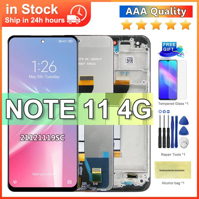 Xiaomi Redmi Note 11 4G LCD Display Touchscreen Digitalisierer Baugruppe Ersatz in Schwarz 6.5 Zoll - Bild 1