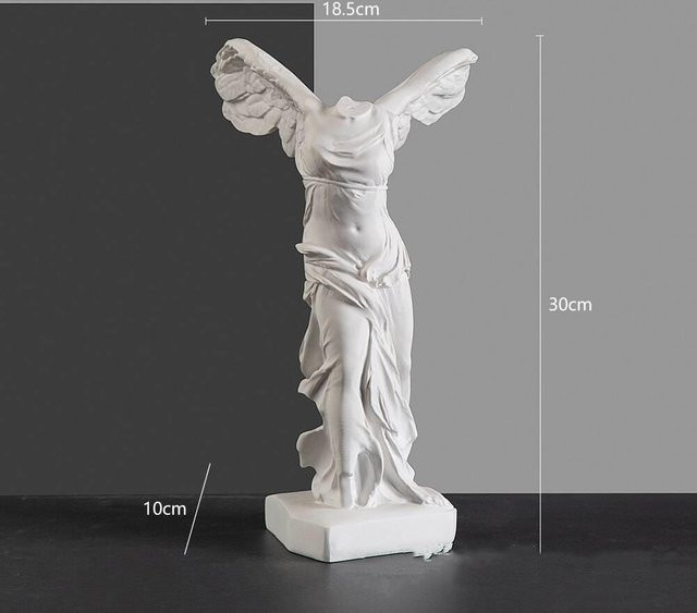 Weiße Kunststatue der griechischen Siegesgöttin mit Engelsflügeln aus Kunstharz für dein Zuhause oder Büro - Bild 1